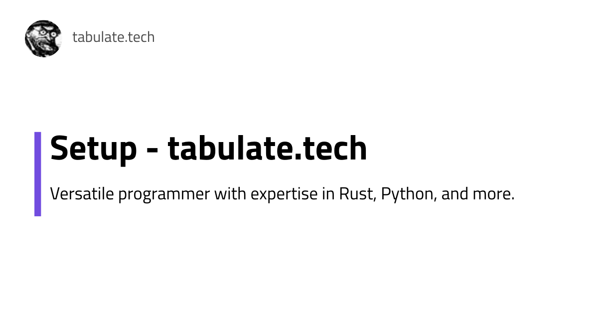 Setup | Tabulate